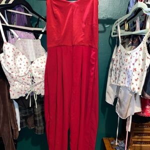 Forever 21 Red Sleeveless Jumpsuit
